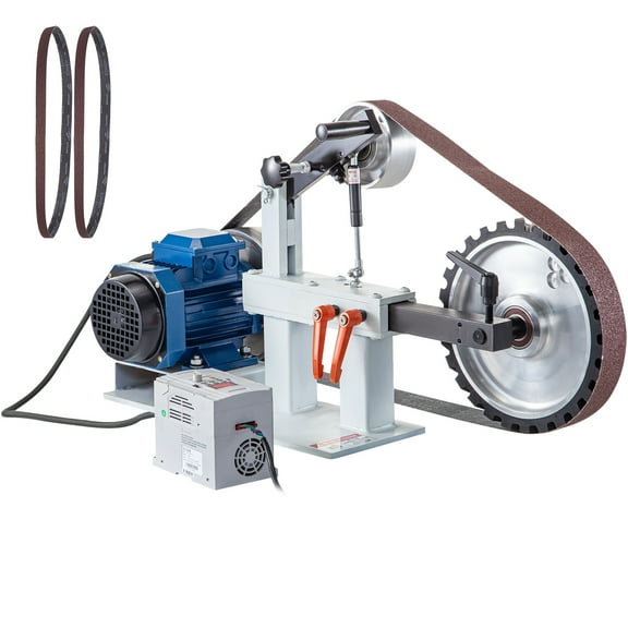 KFFKFF 1500W 2HP Belt Grinder and Sander, 2" x 82" Adjustable Speed Belt Grinder for Metalwork, 3-in-1 Belt Sander Polisher with 3 Moulds & Flat Platen Tool Rest for Crafting Blades