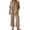 Khaki, variant on Women's 2 Piece Lounge Set, 3/4 Sleeve V Neck Casual Top and Wide Leg Pants, Soft Material Matching Outfit for Daily Wear, Beach Travel and Relaxation-Beige