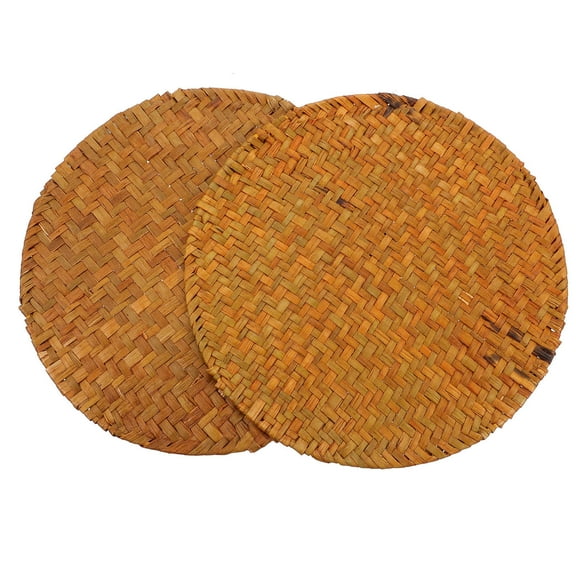 GOOHOCHY 2 Pcs Woven Placemat Heat Insulation Pad Table Mat Office 22X22X0.4CM Orange