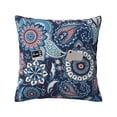 thumbnail image 2 of LNWH Paisley Floral Blue Ethnic Throw Pillow Covers, Square Soft Linen Decorative Pillow Cases, 20"x20" Inch, 2 of 8