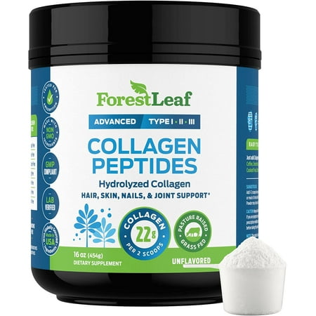 Forest Leaf Hydrolyzed Collagen Peptides Powder Unflavored Protein Powder  1lb