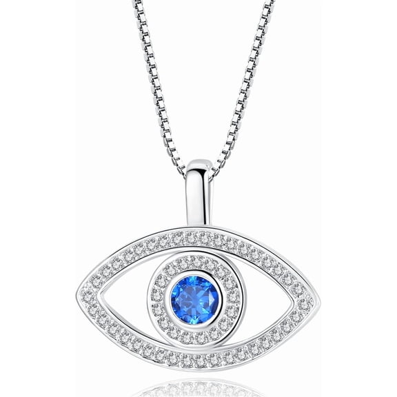 Evil Quality Eye Necklace, Blue Evil Eye Pendant Necklace with Cubic Zircon Lucky Necklace Jewelry for Women[n398]