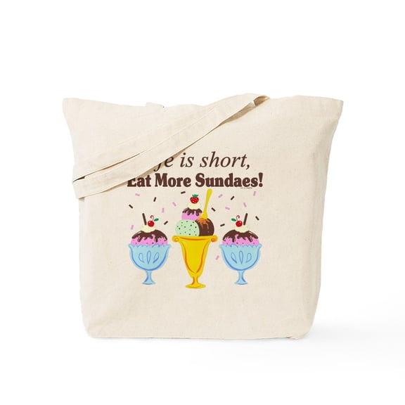 CafePress - Eat Sundaes Tote Bag - Unisex Canvas Tote Bag, Beige, 1-Piece