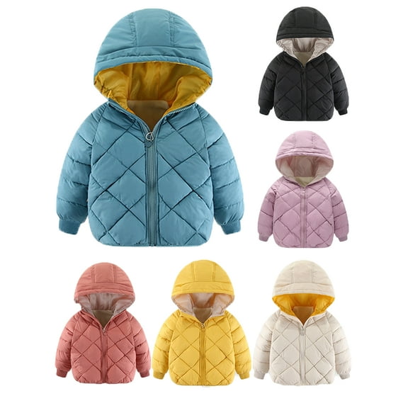 BULLPIANO Kids Boys Girls Warm Coat Hooded Thick Jacket Kids Baby Winter Snowsuit Puffer Outerwear 2-7Y