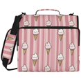 thumbnail image 2 of Zipper Binder with Shoulder Strap 2 inch 3 Ring Waterproof File Folder Organizer Bag 500 Sheet Ice Cream Pattern with Striped, 2 of 8