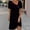 Black, variant on Women Summer Casual Dresses Button V Neck Short Sleeve Solid Color Maxi Dress V-Neck Mid-Calf Dress