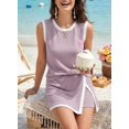 thumbnail image 4 of Wrongduck women's two piece summer dress ribbed knit vest and split underskirt two-piece casual set, 4 of 14