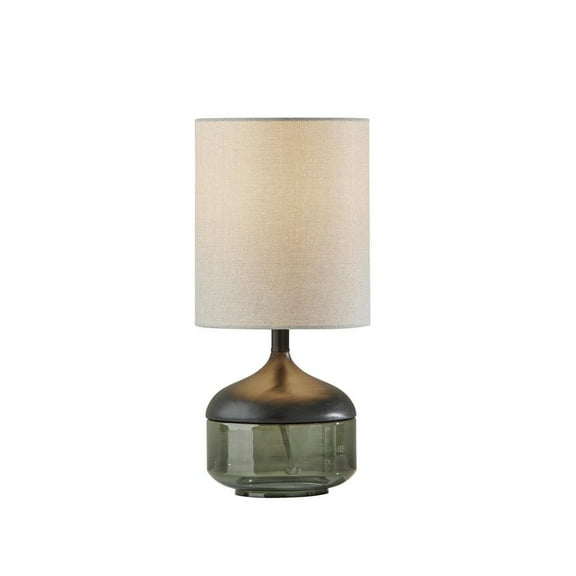 Adesso Marina Table Lamp, Black Rubberwood with Smoked Glass