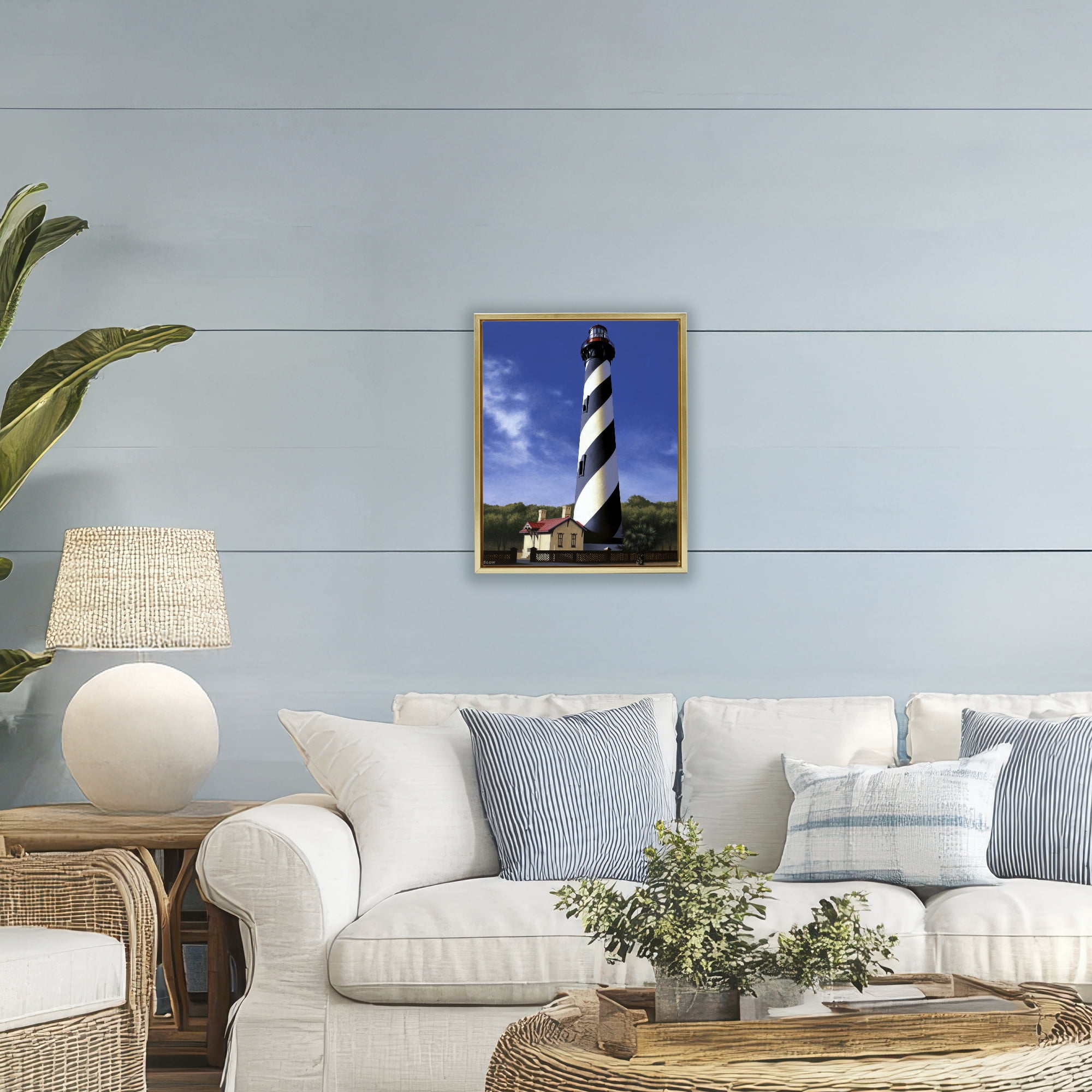 St. Augustine Lighthouse Gold Framed Floater Canvas Wall Art, design by Wind River Studios