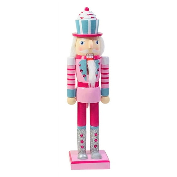 14 Inch Wooden Nutcracker Ornaments Christmas Decorations Pink Glitter Soldier Doll Figurine Puppet Toy Home Decor