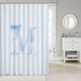 thumbnail image 2 of Manfei Minimalist Geometric Lines Shower Curtain 72Wx72L,Blue Alphabet Letters M Bathroom Curtain, 2 of 5