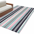 thumbnail image 6 of Blue Green Pink Striped Area Rug 3x5 Washable Rug Non Slip Farmhouse Vintage Stripe Large Area Rug Indoor Floor Carpet for Entryway Bedroom Kitchen Living Room Home Office Dining Room Nursery, 6 of 8