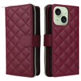 thumbnail image 2 of Quilted Wallet Phone Case with Strap & Stand for iPhone 15 Plus Zippered Card Holder Red, 2 of 6