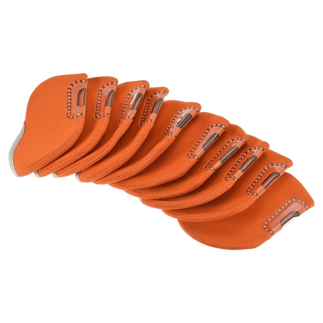Unique Bargains Protection Sleeve Visible Window Golf Club Iron Head Covers Orange 10 Pack
