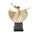 thumbnail image 6 of 9" x 12" Gold Polystone Dancer Sculpture with Black Square Base, by DecMode, 6 of 9