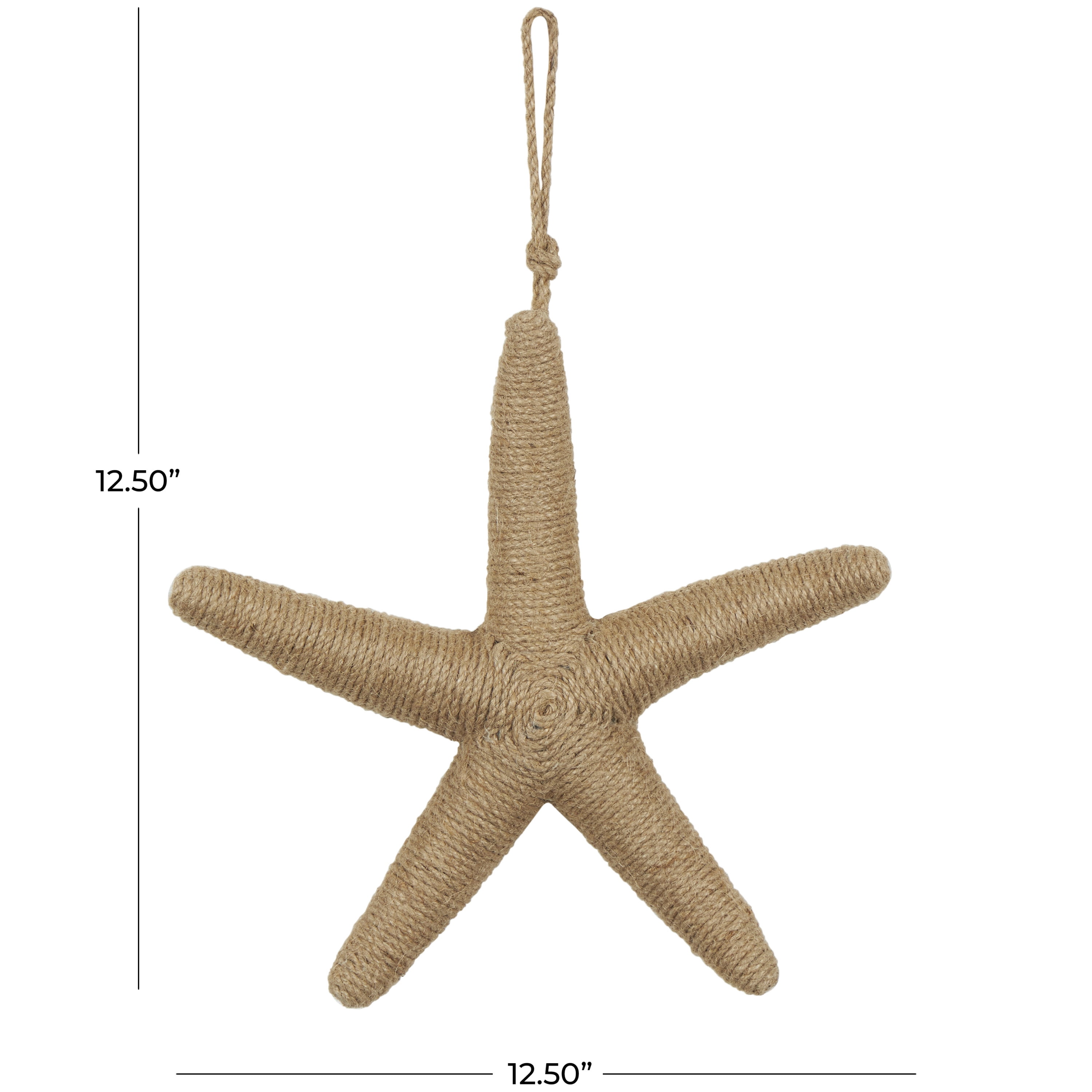 DecMode Light Brown Jute Handmade Wrapped Starfish Wall Decor with Hanging Rope