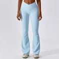 thumbnail image 5 of Pantalones de Yoga con cintura cruzada para mujer, mallas acampanadas de pierna ancha elásticas de algodón para entrenamiento físico, mallas deportivas para gimnasio, 5 of 5