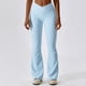 thumbnail image 5 of Pantalones de Yoga con cintura cruzada para mujer, mallas acampanadas de pierna ancha elásticas de algodón para entrenamiento físico, mallas deportivas para gimnasio, 5 of 5