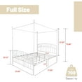 thumbnail image 3 of AUFANK Classic Full Size Metal Canopy Bed Frame, Easy Assembly, White, 3 of 6