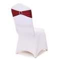 thumbnail image 4 of BalsaCircle 5 Burgundy Metallic Spandex Chair Sashes Silver Round Buckles Party Ceremony, 4 of 8