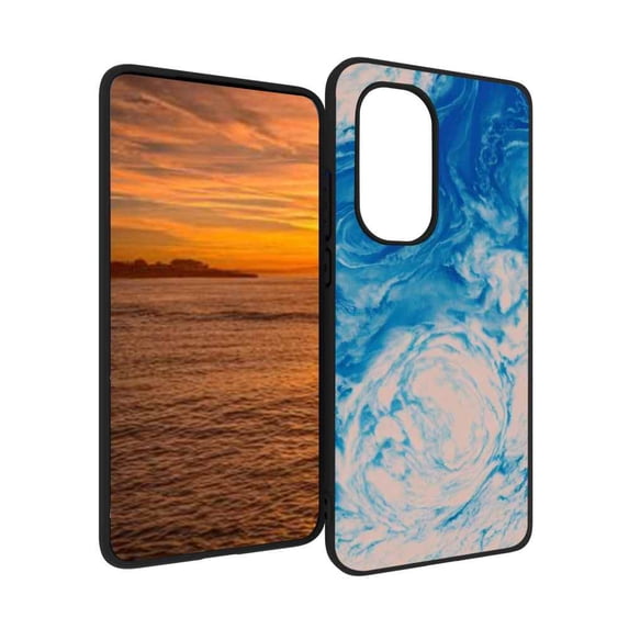 Compatible with Motorola Moto Edge 2022 Phone Case, Blue-Marble-77 Case Silicone Protective for Teen Girl Boy Case for Motorola Moto Edge 2022