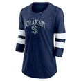 thumbnail image 2 of Women's Fanatics Heather Deep Sea Blue Seattle Kraken Special Edition 2.0 Barn Burner 3/4 Sleeve T-Shirt, 2 of 3