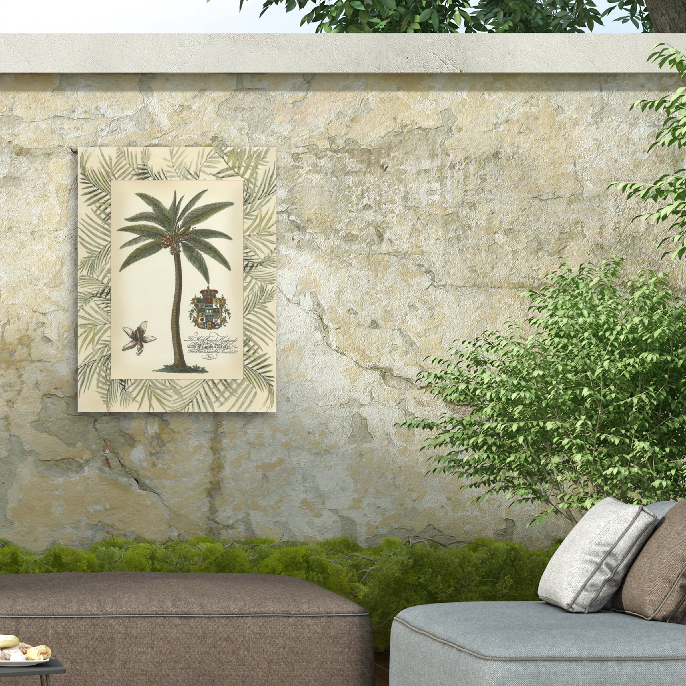 Vision Studio 'Palm In Bamboo Frame I' Outdoor Canvas 47x35