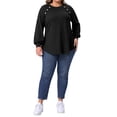 thumbnail image 2 of Agnes Orinda Women's Plus Size Tops Ribbed Knit Crew Neck Long Sleeve Casual Tunic Blouses with Button Decor 4X Black, 2 of 6