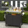 thumbnail image 4 of Outdoor Grilling Table with Storage,,Waterproof Outdoor Grill Cabinet,Stainless Steel Tabletop Outdoor Kitchen Island,BBQ Cart with Wheels,Hooks and Side Shelf, 4 of 5