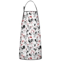 Red Flower Chicken Pattern Apron-Garden Aprons for Women with Pockets-Cotton Linen Waterproof Kitchen Cooking Gardening Aprons Adjustable for Kitchen,Cooking,BBQ and Salon 33x27 Inch