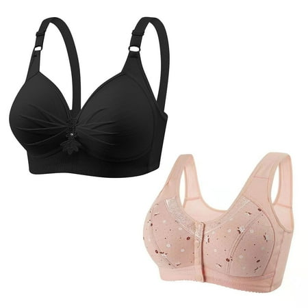 Bigersell Bras Pack for Women No Underwire Discouts 2pc Woman s Printing Push up Bras Plus Size Daily Bra Underwear No Underwire Balconette Bra Style F-830 Multicolor L