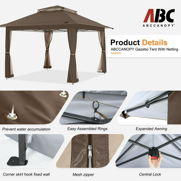 ABCCANOPY 13'x13' Gazebo Tent Outdoor Pop up Gazebo Canopy Shelter