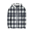 thumbnail image 4 of Women Fleece Lined Plaid Hooded Jackets Casual Long Sleeve Sweatshirt Full Zip Winter Warm Fuzzy Coat New Lightweight Jacket Women Casual Navy M, 4 of 8