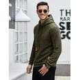 thumbnail image 4 of COOFANDY Men's Stylish Hoodies Sweatshirt Long Sleeve Hip Hop Pullover Drawstring Solid Plaid Jacquard Tops, 4 of 11