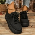 thumbnail image 2 of Platform Fashion Sneakers for Women 2025 Casual Leather Lace up Chunky Walking Flats Spring Fall Shoes, 2 of 6