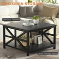 thumbnail image 5 of Coffee Table with Storage for Living Room, Small Square Center Tables with Seamless One-Piece Tabletop Farmhouse Style, Black, 5 of 8