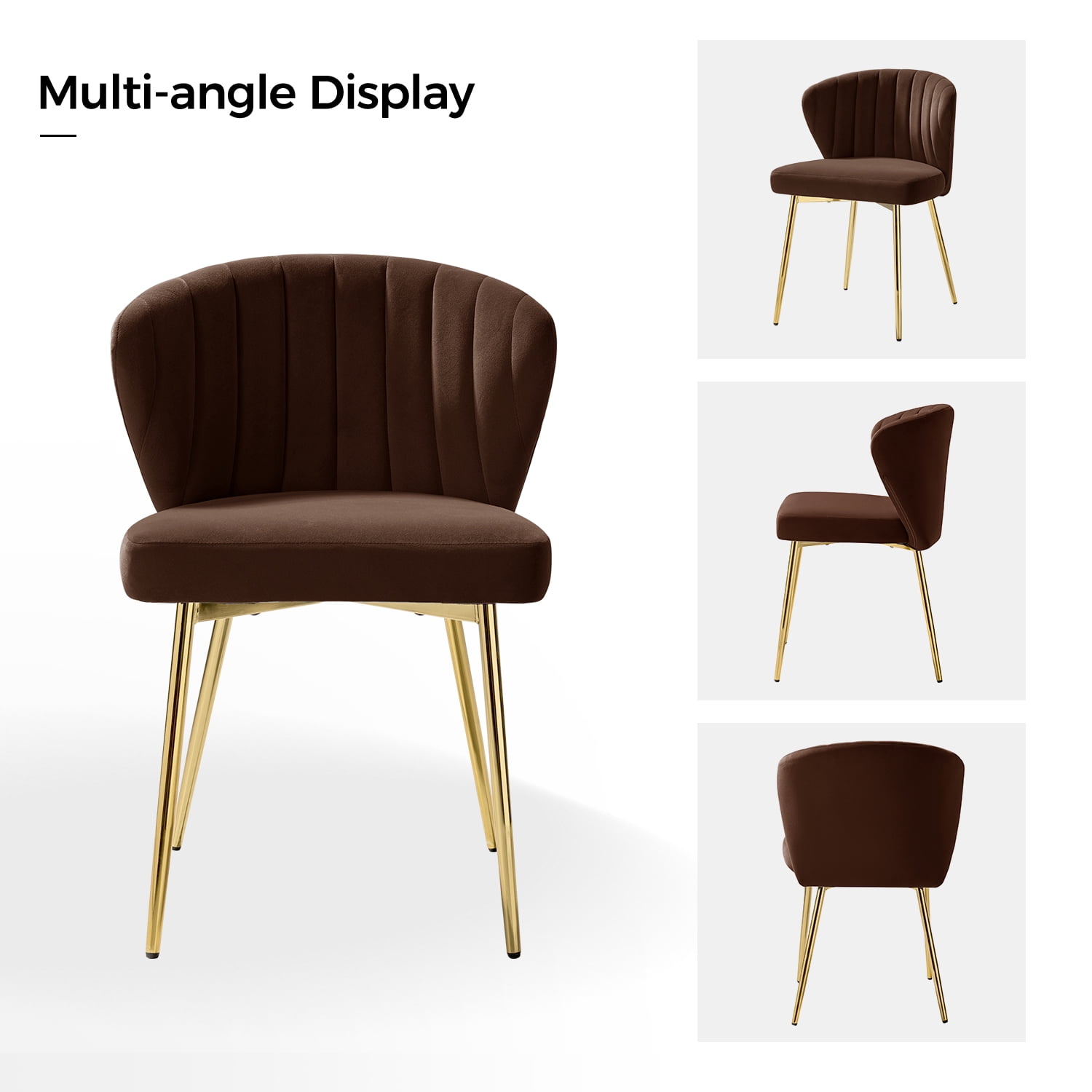 Tina's Home Velvet Dining Chairs Set of 2 Upholstered Wingback Side Chairs Living Room Kitchen Auburn