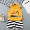 thumbnail image 6 of Toddler Boy Summer Outfits Baby Boys Cloting Set Cartoon Outfit Chef Dog Print Sleeveless Top Striped Shorts Kids Casual Summer Set, 6 of 7