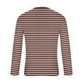 thumbnail image 4 of VgaVtl Fall Winter Long Sleeve T-Shirt for Men Big and Tall Clothes for Men Sports Casual Brown Layering Striped Regular Shirts,L, 4 of 5