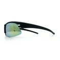 thumbnail image 5 of Mens Yellow Mirror Half Rim Sport Wrap Plastic Sunglasses Matte Black, 5 of 6
