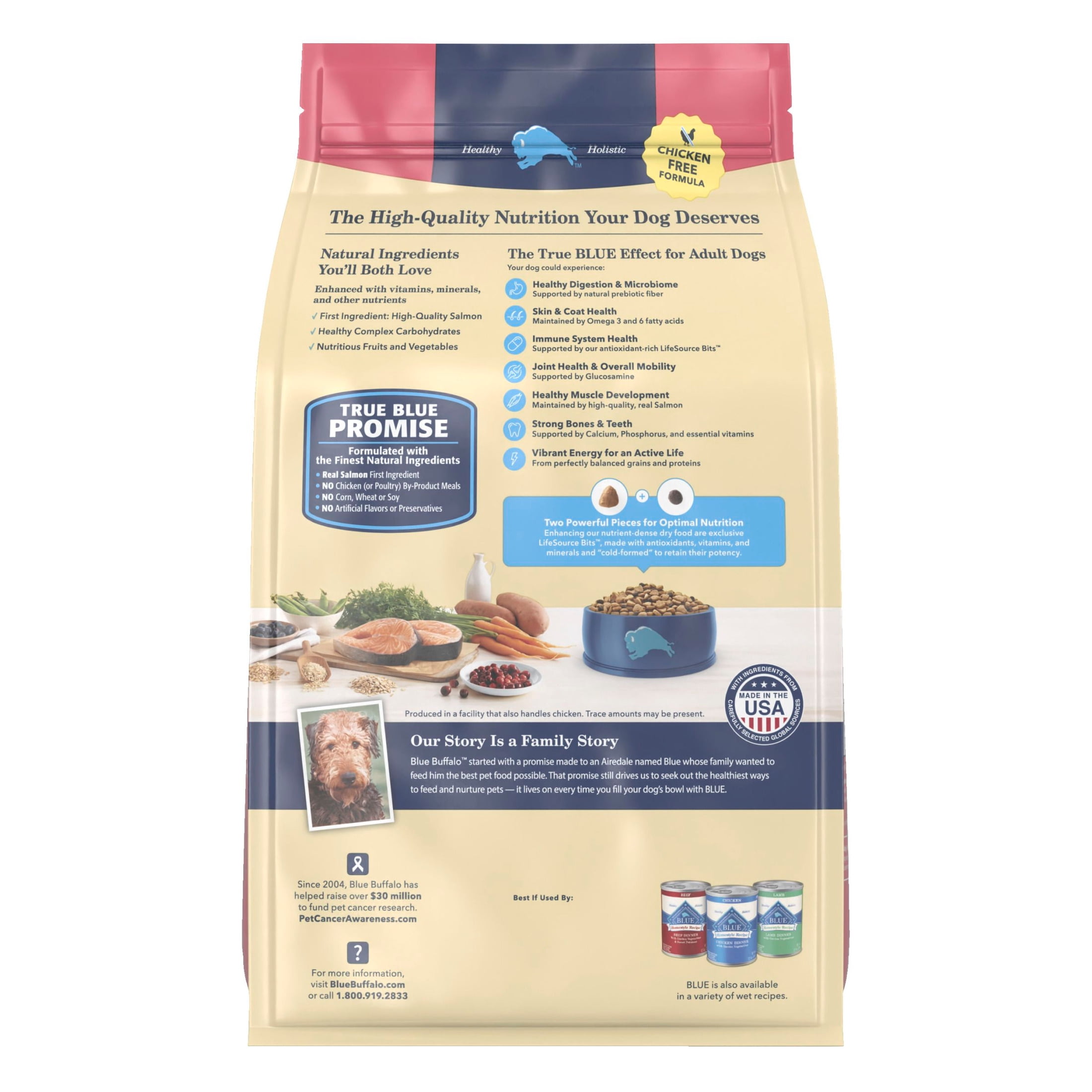 Blue Buffalo Life Protection Formula Adult Dry Dog Food, Salmon, Chicken Free, 15lbs