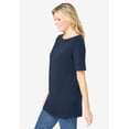 thumbnail image 3 of Woman Within Plus Size Perfect Cuffed Elbow-Sleeve Boat-Neck Tee, 3 of 6