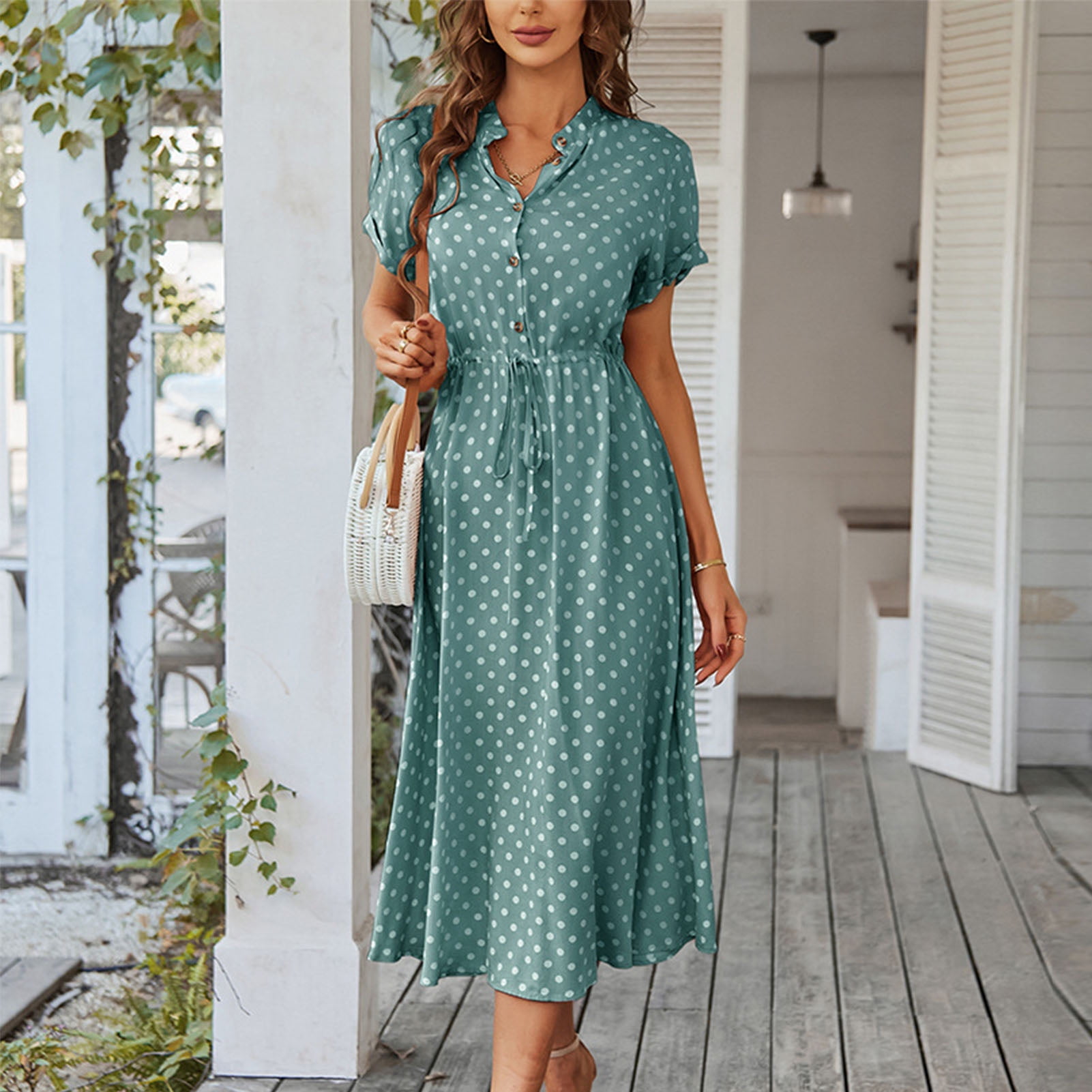 Vestido de lunares para mujer Vestido de lunares Vestido de lunares de verano para mujer Ropa de verano para mujer Rendimiento confiable Walmart en linea