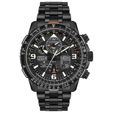 Power Reserve Indicator NWT Citizen Men's Eco-Drive Promaster Skyhawk A-T JY8075-51E Stainless Steel Bracelet with Black, Orange Accent, Power Reserve Indicator Dial Watch ()