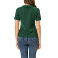 thumbnail image 4 of INSPIRE CHIC Women's Contrast Peter Pan Collar Polka Dots Short Sleeve Tops S Green, 4 of 7