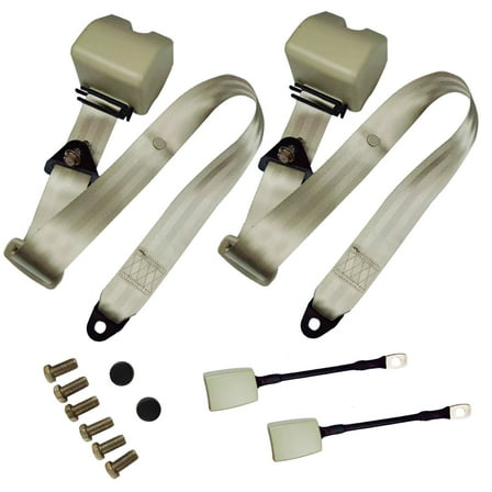 2PCS Universal 3-Point Seat Belt Pads, Quick Release Backpack Attachment Straps, Adjustable & Retractable Lap Shoulder Belts for UTV, Golf Cart, Truck, Van, SUV, Go Kart