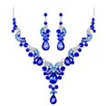 thumbnail image 2 of SmartBy 1 Set Jewelry Set Necklace Earrings Luxurious Rhinestone Exquisite Sparkling Color Matching Pendant Necklace Long Hanging Earrings Bride Neck Ear Decoration Jewelry, 2 of 7