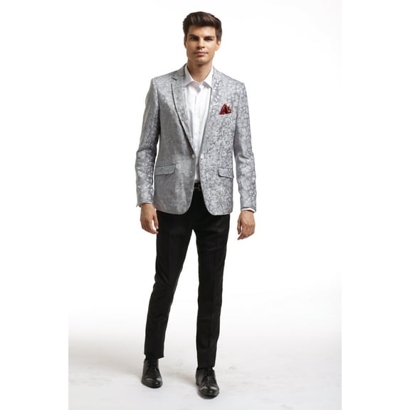 Elie Balleh Navy Crushed Velvet Men's Blazers Sports Coat Jacket