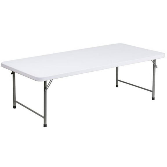 Bowery Hill 59" x 29" Plastic Folding Kids Table in Granite White