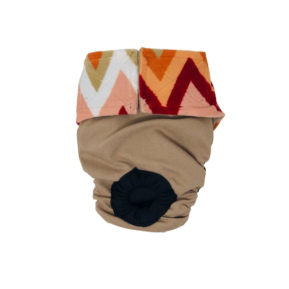 Barkertime Orange Red Chevron Minky on Brown Dog Diaper